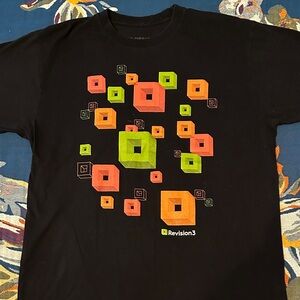 D&D Designs Dice T-Shirt Jet Black & Neon Large Like New Cool Vibe Graphic Tee